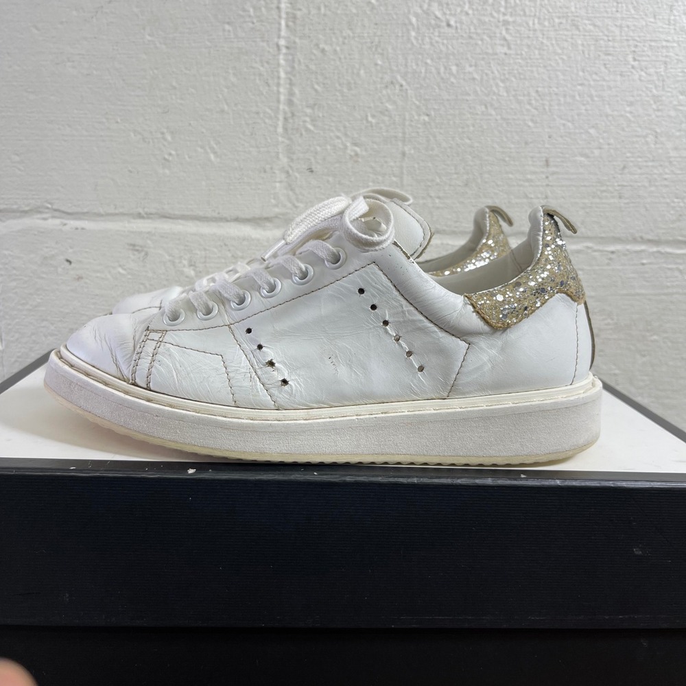 Golden Goose Starter White Leather Silver Glitter Sneakers Women's 36 EU/6 US - Picture 4 of 15